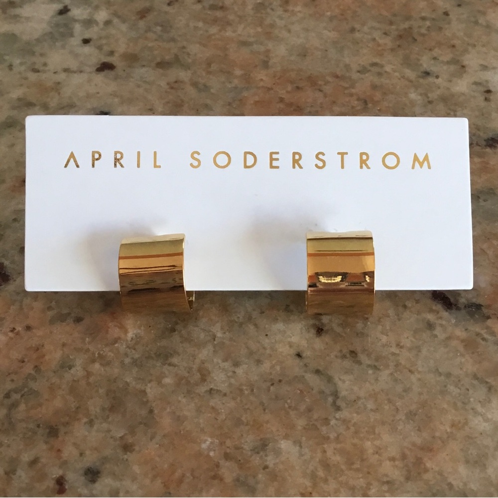 April Soderstrom Thick Gold Tone Mini Hoop Stud Earrings
